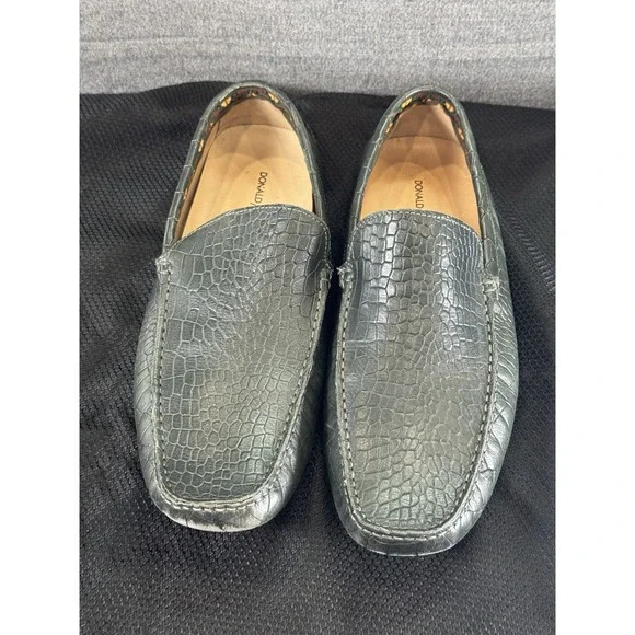 Donald J Pliner Vanda Snake Animal Print Slip On Driving Loafers Green 11.5 Mens