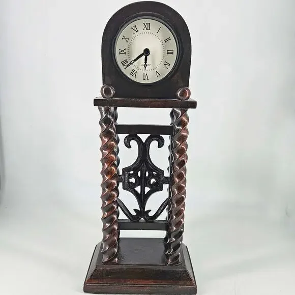 Vintage Turned wood Portico Style Mantel Clock shell (please read)
