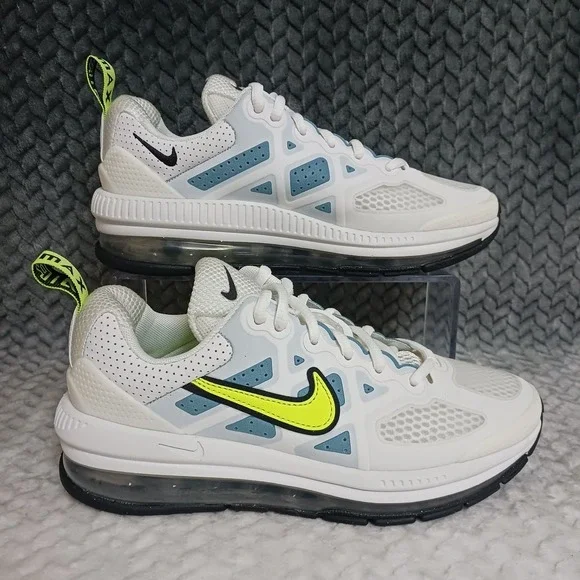 Nike Air Max Genome GS White Volt Blue Running Sneakers Shoes Sz 4.5Y Women's 6