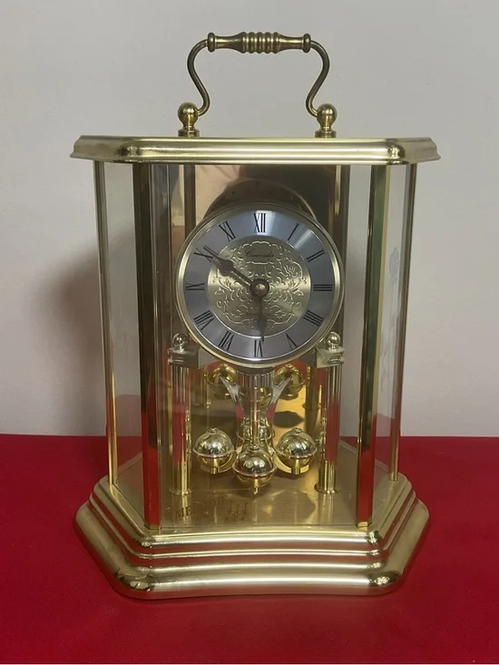 German Concordia Quartz Anniversary Clock, Westminster Chime, Gold-Tone with Ros