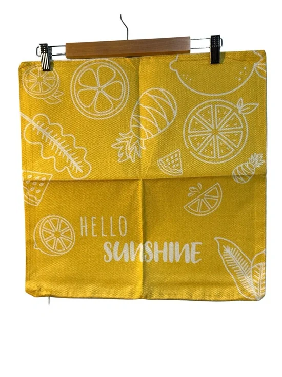 New! Hello Sunshine Yellow Accent Pillow Cover 18 x 18