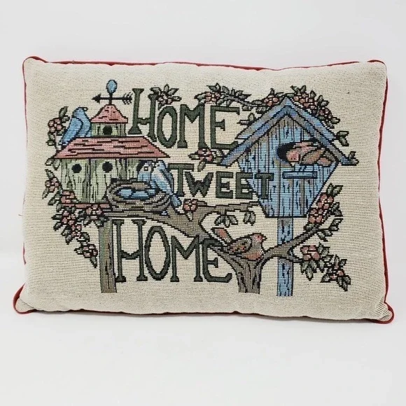 Tapestry Home Sweet Home Tree House Birds Rectangular Throw Pillow