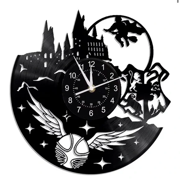 Harry Potter Vinyl Record Cut Out Wall Clock New In Box