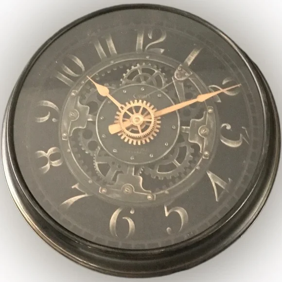 Black and Gold Gear Wall Clock
