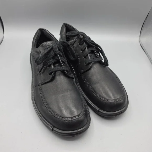 Ecco Shoes Mens 42 Black Leather Oxford Casual Business Comfort Lace Up