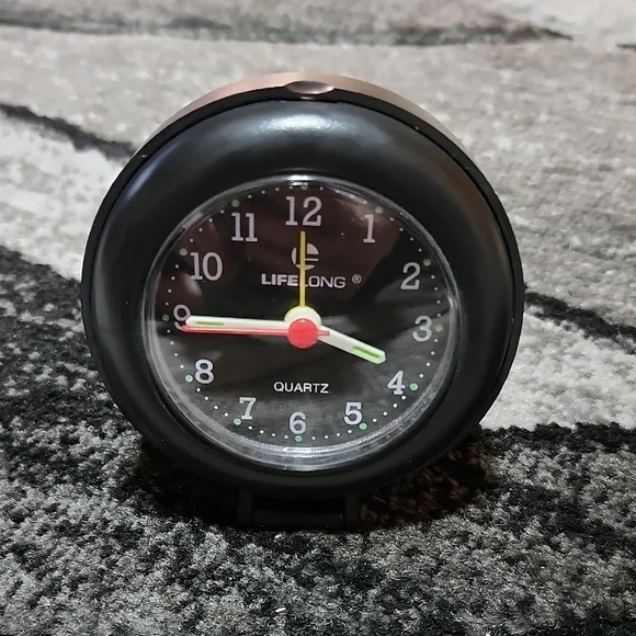 TRAVEL PORTABLE QUARTZ BLACK LIFELONG FOLD-UP ALARM CLOCK