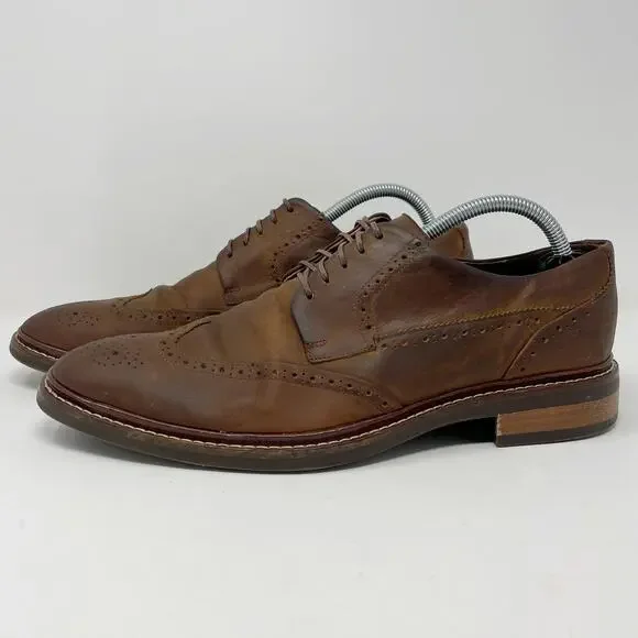 Cole Haan Brown Warren Welt Wingtip Oxfords Mens 10 *READ*