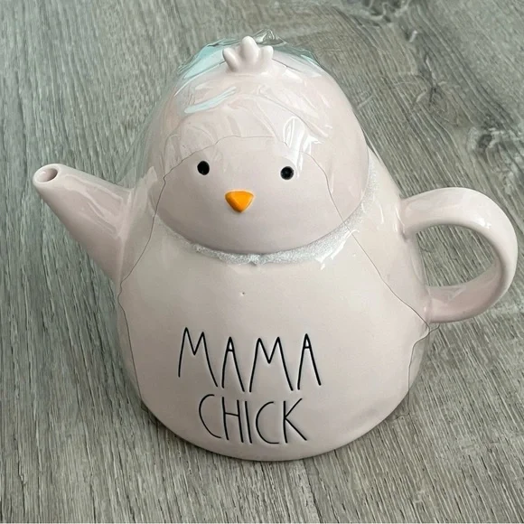 Rae Dunn Mama Chick Teapot in soft Pink