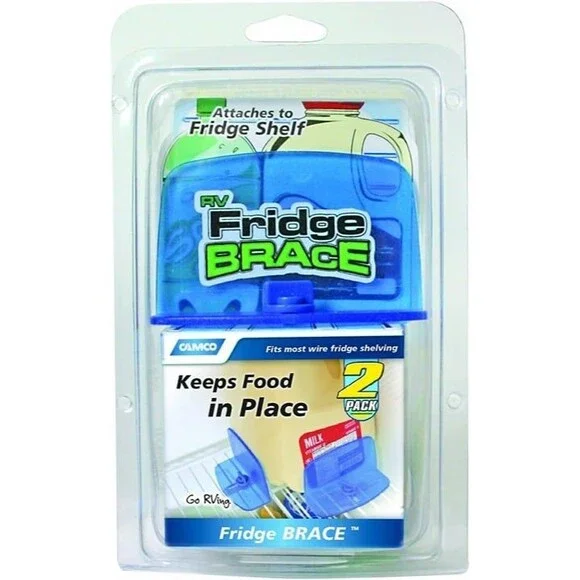 2 pcs - Camco RV Fridge Brace -Holds Food and Drinks in Place During Travel