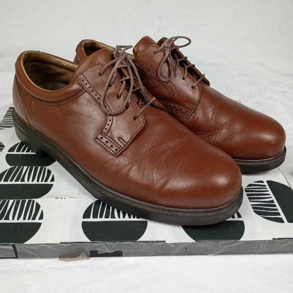 Florsheim Comfortech‎ Mens Brown Leather Derby Shoes Lace Up Oxford 10W Tan