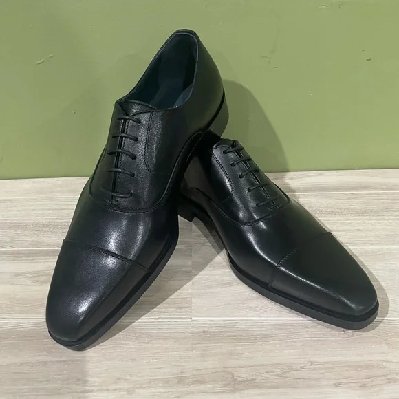 Firmani Classic Black Men's Dress Shoes leather calf captoe Oxford