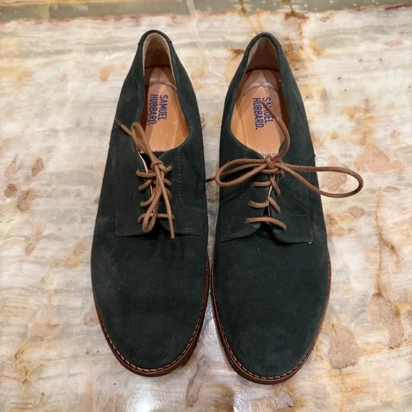 Samuel Hubbard Mens Oxford Dress Shoe Dark Green Lace Up Almond Toe Size 9