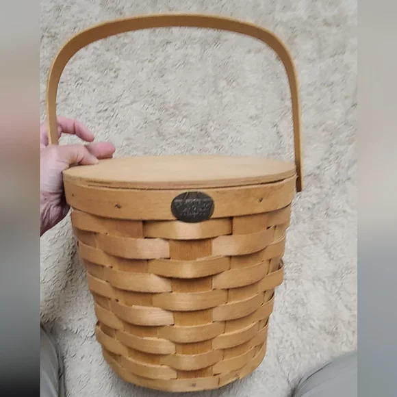 Peterboro Woven Basket Ice Bucket with Handle, Vintage