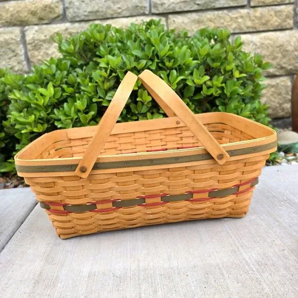 Longaberger 1996 Holiday Hostess Large Gathering Basket Combo swinging handles
