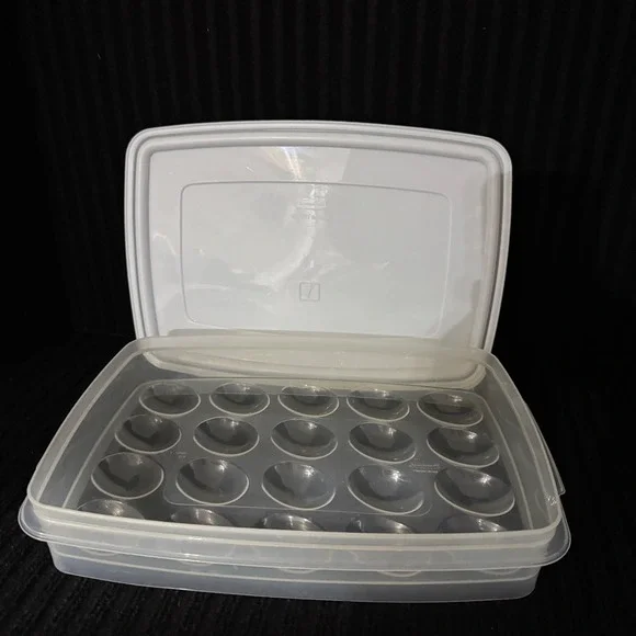 Rubbermaid Servin Saver Deviled Egg Carrier 20 Slot Vintage Clear White Lid 7