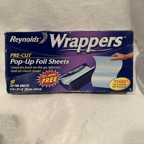 Vintage 2003 Reynolds Wrappers Aluminum Foil 30 Count Pre Cut Pop Up Sheets New