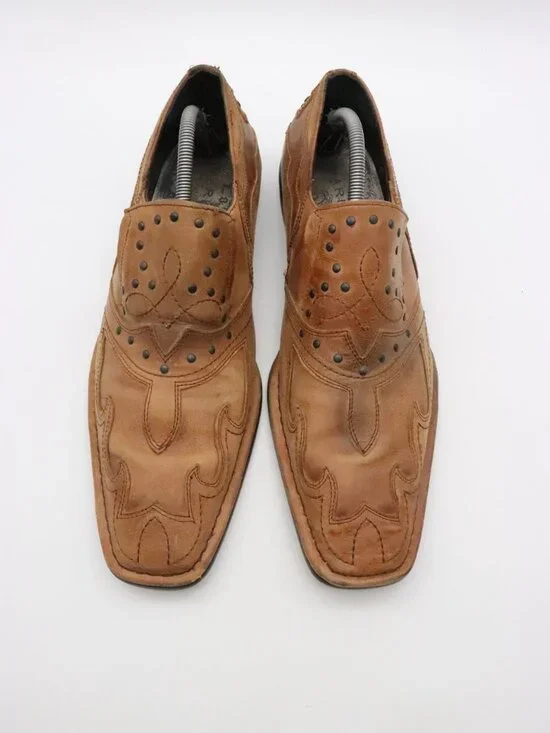 Lounge By Mark Nason U Rock Men's Size 10.5 Square Toe Loafers Brown Leather