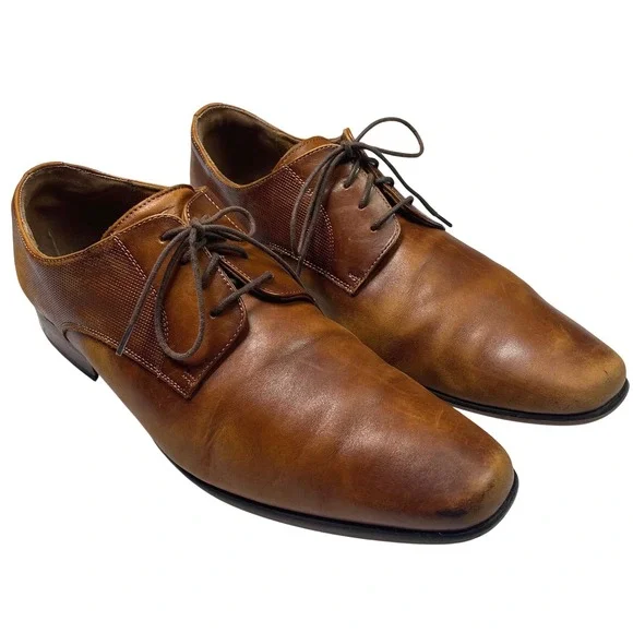 Florsheim Mens Kierland‎ Brown Leather Oxford Dress Shoes Lace Up Size 12D Toned