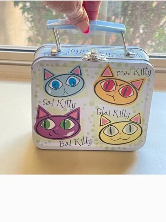 Kitty Cat Metal Lunch Box Small Bad Sad Glad Mad Meow Meow