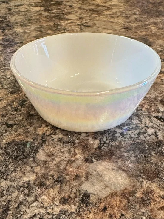 Vintage Federal Glass Moonglow iridescent milk glass bowl