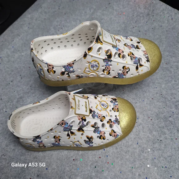 Disney Kids Water Shoes with Gold and White Design