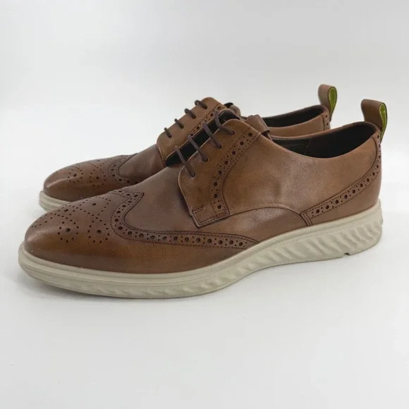 ECCO ST.1 Hybrid Lite Brown Leather Wingtip Brogue Mens Shoes 46 EU 12 US