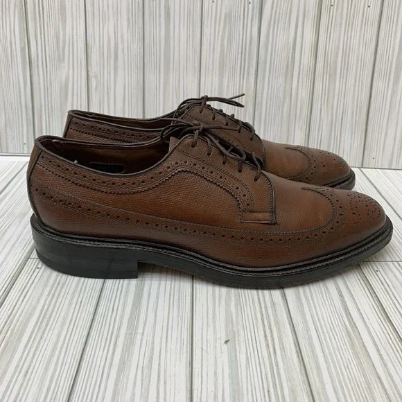 VTG Allen Edmonds 9157 MacNeil‎ Brown Pebbled Leather Wingtip Brogue Shoes 9.5 B