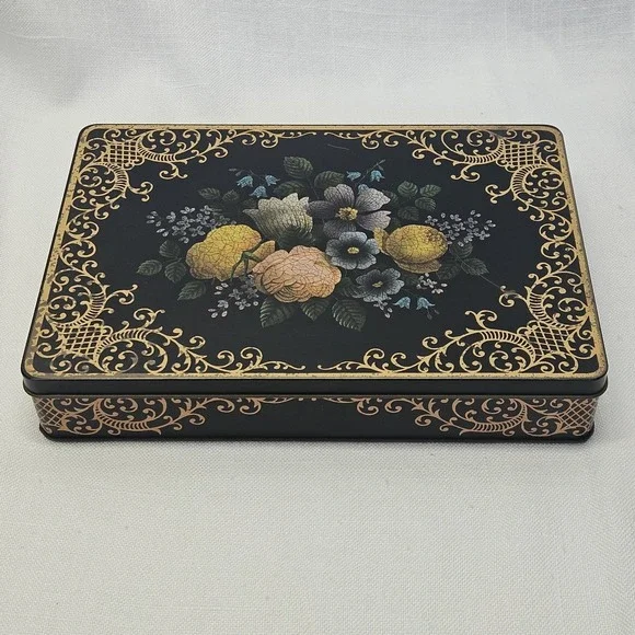 VTG Collectible Tin Box Confections Candy Barringer Wallis and Manners Flowers