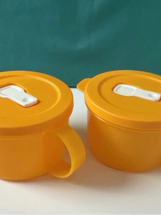Tupperware Crystalwave Plus Soup Mug microwavable 2 cup / 500ml Set Of 2 New