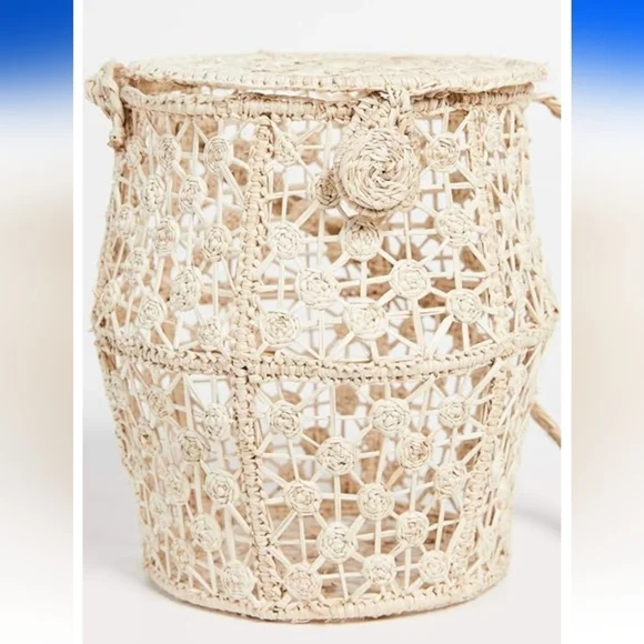 Kaanas by Anthropologie Cream Accent Basket Bag