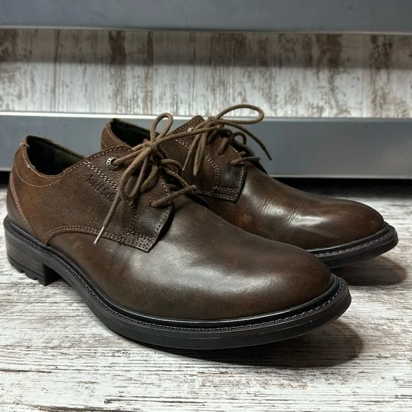 JOSEF SEIBEL MEN’S OSCAR 05-CASTAGNE Size 10/EU 43 Brown Leather Lace Up Oxfords