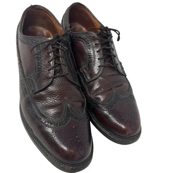 Florsheim Vintage Wingtip Dark Burgundy Brown Leather Longwing V Cleat Size‎ 10D