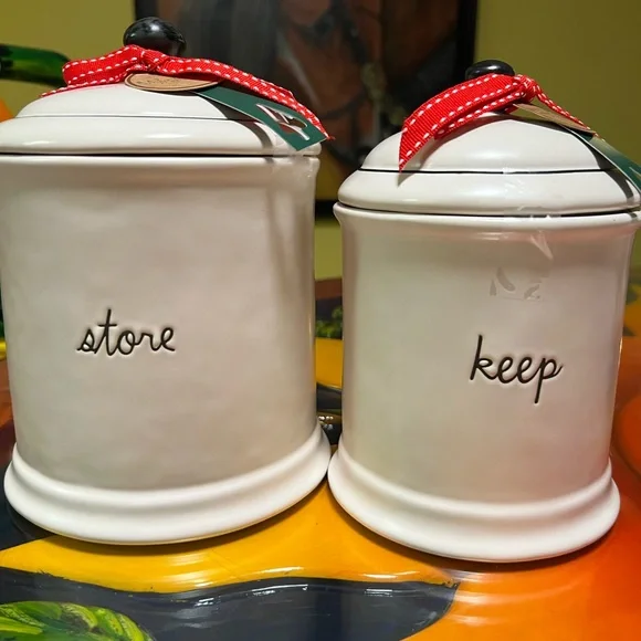 Set of two new Rae Dunn canisters