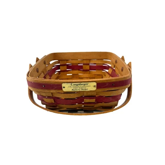 1993 Longaberger Bayberry Basket Vintage Christmas Collection‎ Red Trim