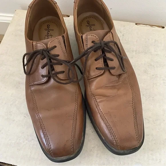 Clark's Tilden Walk Oxford Sneakers‎ Leather Lace-up Men's Size 8.5 Dark Tan