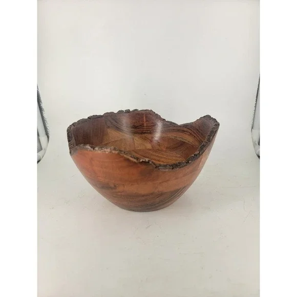 Natural Edge Hand Made Black Walnut Wooden Bowl ‎ 7 X 4 