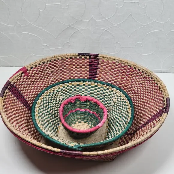Vintage Handmade Malian Woven Wall Baskets 5
