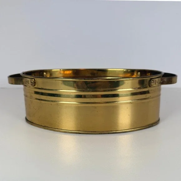 Vintage Brass Oval Planter Pot with Handles‎ Decorative Accent