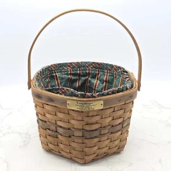 Vintage Longaberger 1997 Christmas Snowflake Basket Liner Protector USA Holiday