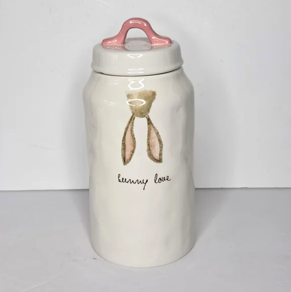 Rae‎ Dunn Easter Pink Bunny Ears Bunny Love Canister Cookie Jar