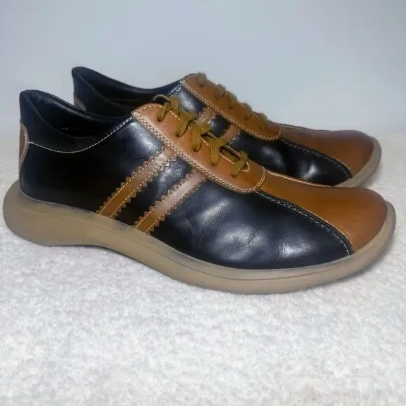 Kenneth Cole Reaction 2Tone Black/Brown Leather Lace Up Casual Men Shoes Size 12