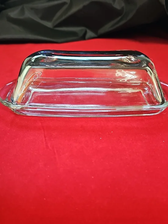 Vintage Anchor Hocking Clear Glass Butter Dish with Lid