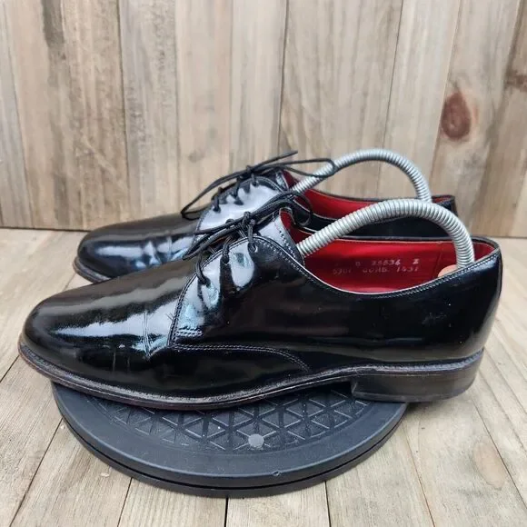 Mens Allen Edmonds Spencer‎ size 9 Black Patent Leather Oxford Dress Shoes
