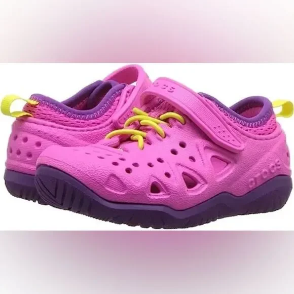 NWT New CROCS Swiftwater Play Land to Water Shoes Neon Magenta Pink Purple 1