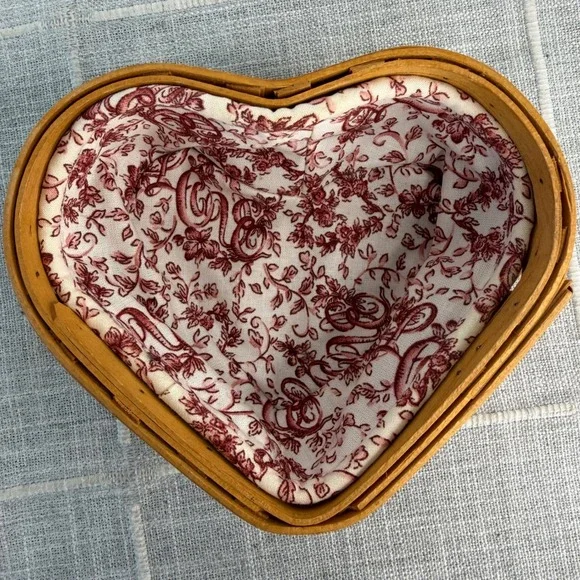 Longaberger 2000 Love Letters Sweetheart Basket & Liner Cottagecore Farmhouse