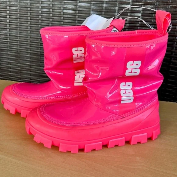 Ugg Classic Brellah Mini Boot Super Coral Pink Scrunched Kids Girls 3