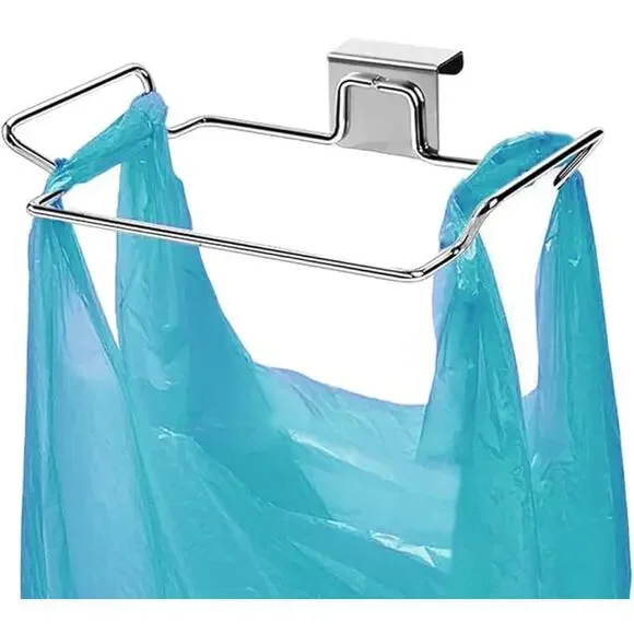 Trash Bag Holder Stainless Steel Cabinet Door Hanging Kitchen Garbage Bin