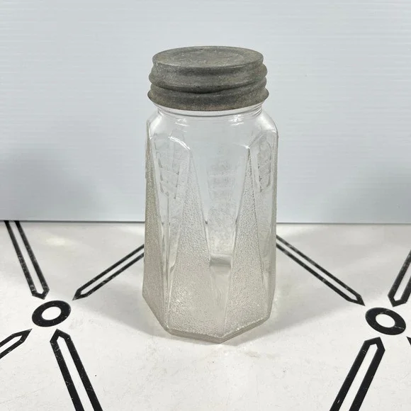 VTG 1932 Ball Octagon Mason Jar Art Deco Modernistic Glass Atlas‎ Zinc Lid 90045