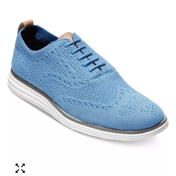 Cole Haan Men's Original Grand Stitchlite Wingtip Oxfords Blue Knit - 8.5