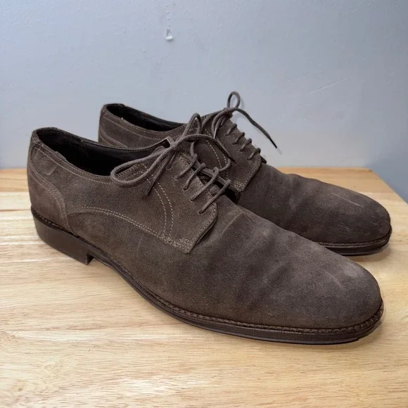 Amedeo Testoni Basic Mens Brown Suede Derby Dress Shoes Italy Size 10.5